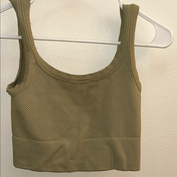 Green Ribbed Crop Top - Picture 3 of 4